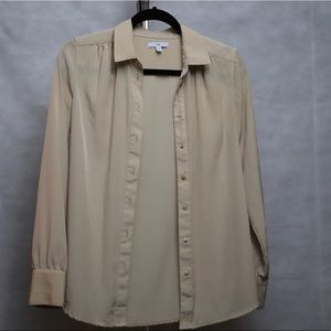 Tan button down dress shirt XS